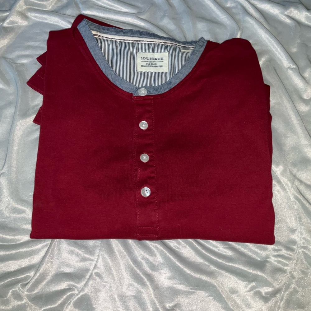Lands' End Burgundy Button-Up Shirt